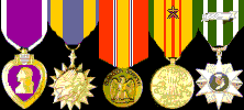 Purple Heart, Air Medal, National Defense, Vietnam Service, Vietnam Campaign